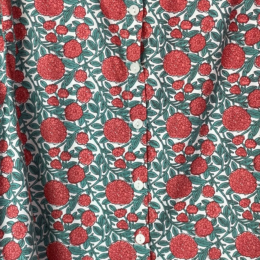 Tulip Top Button Down Floral Tunic 100% Cotton Long Sleeve Size Large Boxy - Picture 2 of 13